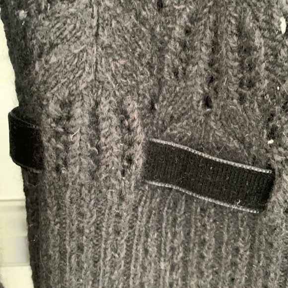 Ann Taylor wool blend crochet black cardigan with velvet tie size S. EUC. - Picture 3 of 8